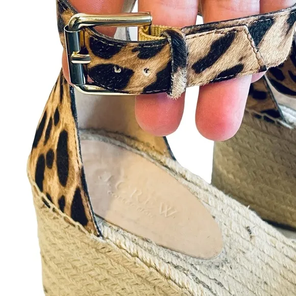 J. CREW COLLECTION LEOPARD PRINT CALF HAIR ESPADRILLE PLATFORM SANDAL SUMMER