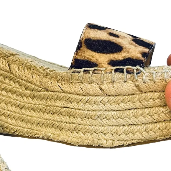 J. CREW COLLECTION LEOPARD PRINT CALF HAIR ESPADRILLE PLATFORM SANDAL SUMMER