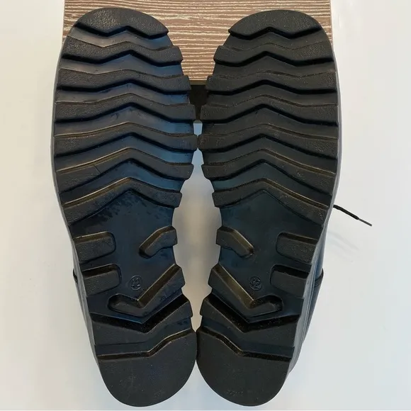 J. Crew Made in Italy Lace Up Shoes Loafers Oxford Lug Chunky Sz 42 11.5 Black