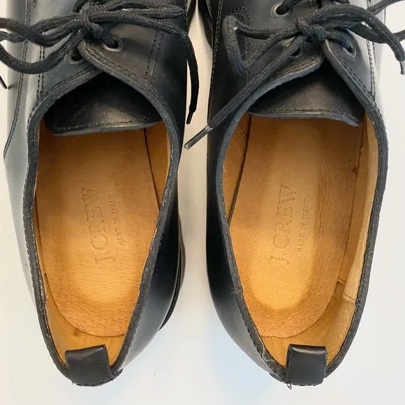 J. Crew Made in Italy Lace Up Shoes Loafers Oxford Lug Chunky Sz 42 11.5 Black
