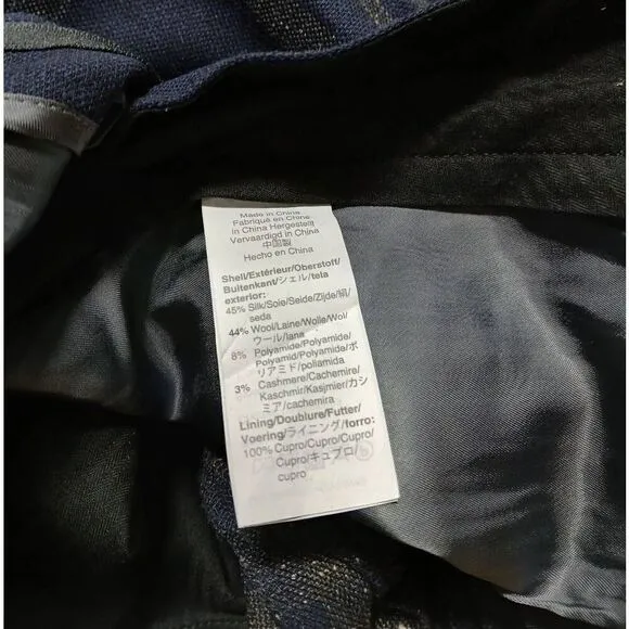 J crew men 34/32 slim fit WOOL SILK CASHMERE navy blue dress pants tartan plaid