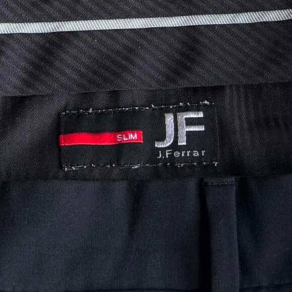 J Ferrar Black Slim Fit Essential Dress Pants
