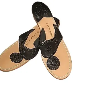Jack‎ Rogers Palm Beach Mid Wedge Black Patent Leather Sandal