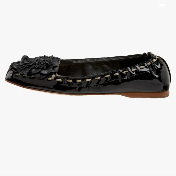 Jack Rogers Women's Tansy Flower Moc Black Patent Leather Shoes