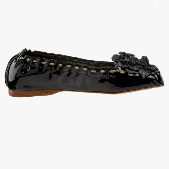 Jack Rogers Women's Tansy Flower Moc Black Patent Leather Shoes
