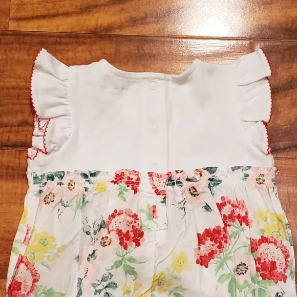 Janie and Jack NWT 12-18 months floral romper and matching shoes