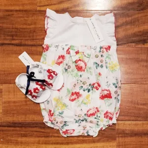 Janie and Jack NWT 12-18 months floral romper and matching shoes