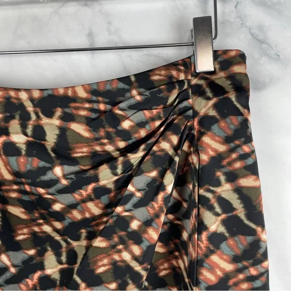 Jason Wu Printed Faux Wrap Midi Skirt Heavyweight Satin Animal Contemporary L