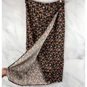 Jason Wu Printed Faux Wrap Midi Skirt Heavyweight Satin Animal Contemporary L