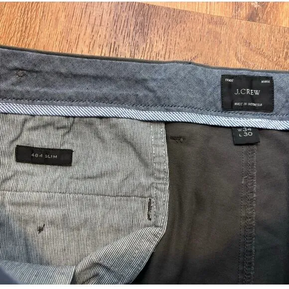 J.Crew 484 Slim Fit Stretch Chino Pant In Onyx Grey Size 34x30