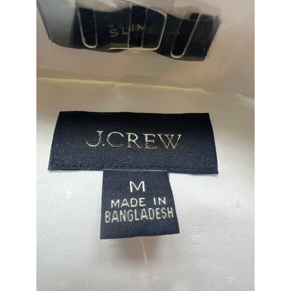 J.Crew Bowery Slim Dobby Wrinkle-Free Dress Shirt White Medium NWT BV488