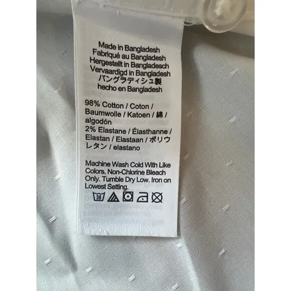 J.Crew Bowery Slim Dobby Wrinkle-Free Dress Shirt White Small NWT BV488