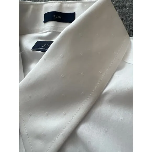 J.Crew Bowery Slim Dobby Wrinkle-Free Dress Shirt White Small NWT BV488