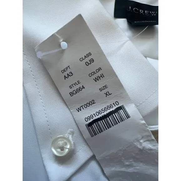 J.Crew Bowery Wrinkle-Free Dress Shirt – White – XL Slim – NWT
