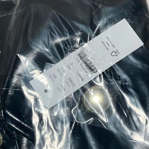 J.Crew Collection Gamine Shirtdress Faux Patent Leather Dress Black Size 2 NWT