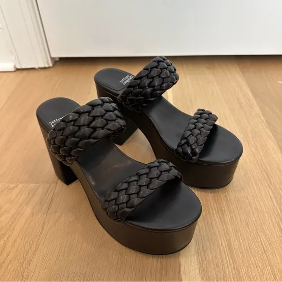 Jeffery Campbell Bamba Braided Platform Heels Black Womens 8 Chunky Sandals Sexy