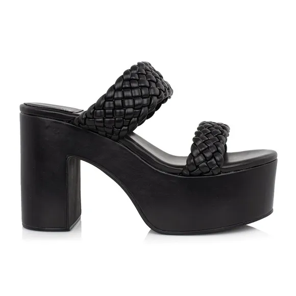 Jeffery Campbell Bamba Braided Platform Heels Black Womens 8 Chunky Sandals Sexy