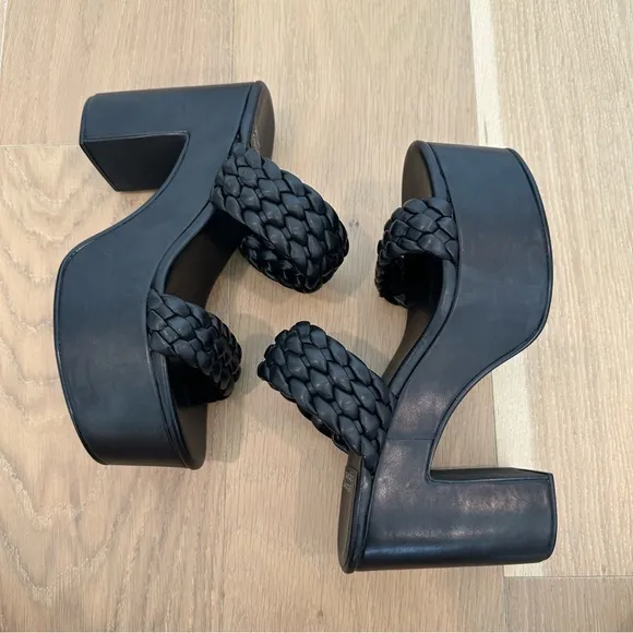 Jeffery Campbell Bamba Braided Platform Heels Black Womens 8 Chunky Sandals Sexy
