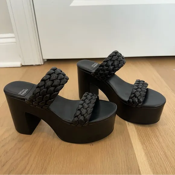 Jeffery Campbell Bamba Braided Platform Heels Black Womens 8 Chunky Sandals Sexy