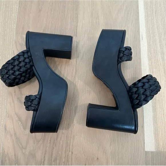 Jeffery Campbell Bamba Braided Platform Heels Black Womens 8 Chunky Sandals Sexy