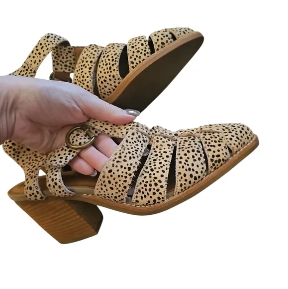 Jeffrey Campbell Black and Cream Sandals with Chunky Heel SH324