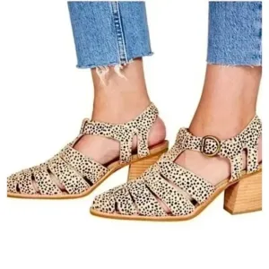 Jeffrey Campbell Black and Cream Sandals with Chunky Heel SH324