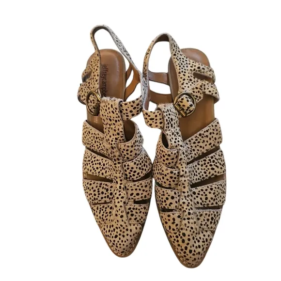Jeffrey Campbell Black and Cream Sandals with Chunky Heel SH324