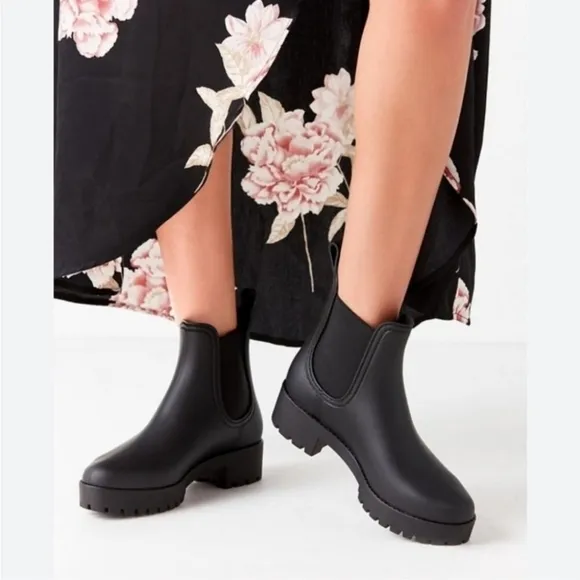 Jeffrey Campbell Black Cloudy Waterproof Chelsea Rain Boot
