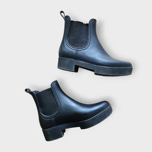 Jeffrey Campbell Black Cloudy Waterproof Chelsea Rain Boot