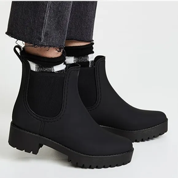 Jeffrey Campbell Black Cloudy Waterproof Chelsea Rain Boot