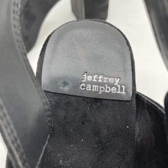 Jeffrey Campbell Women's Moody Black Satin Lofty Platform Sandals Size 9.5