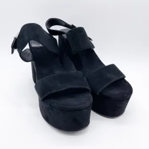 Jeffrey Campbell Women's Moody Black Satin Lofty Platform Sandals Size 9.5
