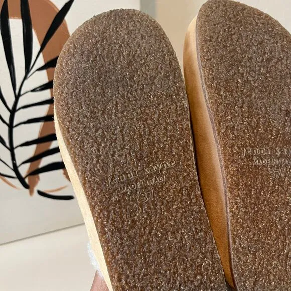 Jenni Kayne Suede Suede Shearling Moc Clog Natural Beige Mule Size 37