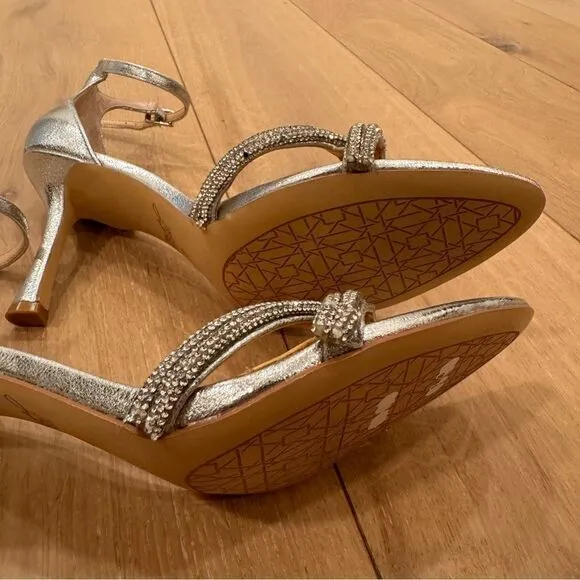 Jewel Badgley Mischka Vani Glitter Straps Stiletto Heels