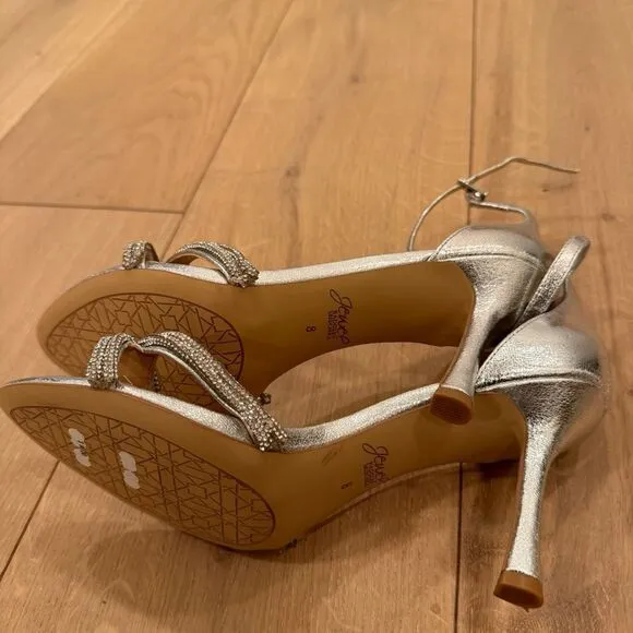 Jewel Badgley Mischka Vani Glitter Straps Stiletto Heels