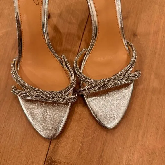 Jewel Badgley Mischka Vani Glitter Straps Stiletto Heels