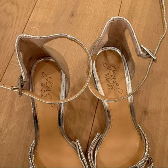 Jewel Badgley Mischka Vani Glitter Straps Stiletto Heels