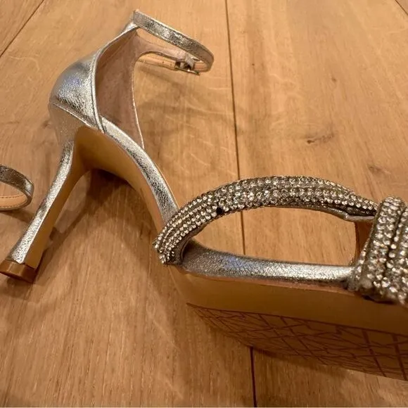 Jewel Badgley Mischka Vani Glitter Straps Stiletto Heels