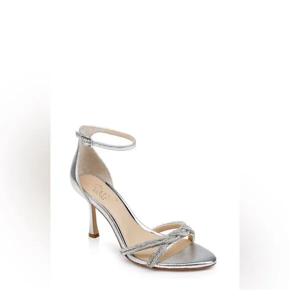 Jewel Badgley Mischka Vani Glitter Straps Stiletto Heels