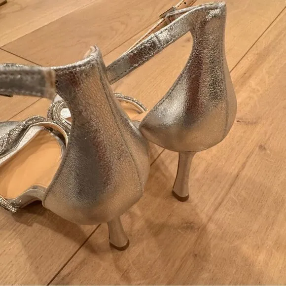 Jewel Badgley Mischka Vani Glitter Straps Stiletto Heels