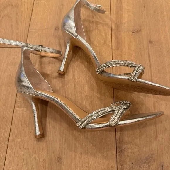 Jewel Badgley Mischka Vani Glitter Straps Stiletto Heels
