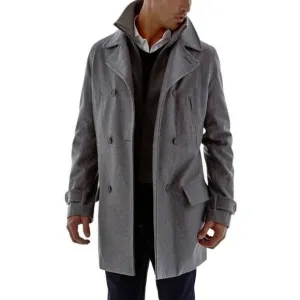 J.Ferrar men's 2XL plus size wool double breasted coat grey high neck vest