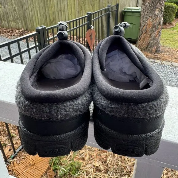 Jibs Gray Wool Blend Slip-On Slippers Rubber Soles &amp; Adjustable Toggle Closure