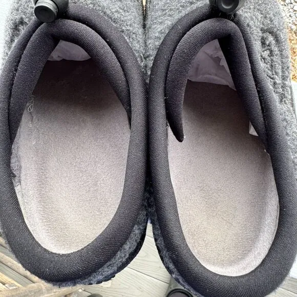 Jibs Gray Wool Blend Slip-On Slippers Rubber Soles &amp; Adjustable Toggle Closure