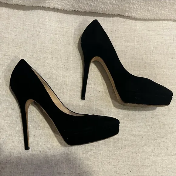 Jimmy Choo black suede platform pumps 38.5