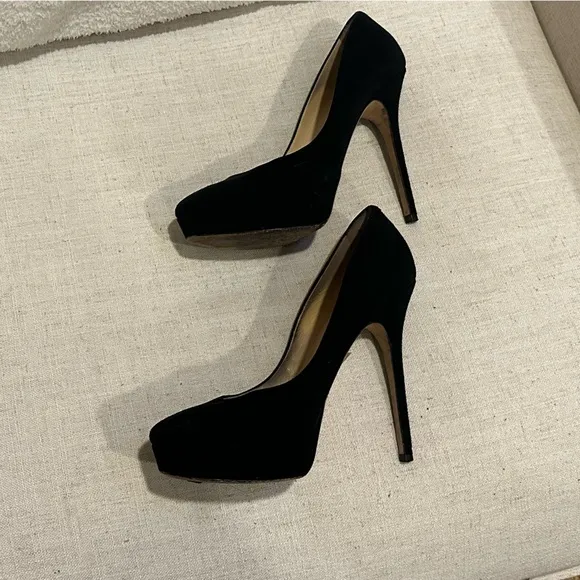 Jimmy Choo black suede platform pumps 38.5