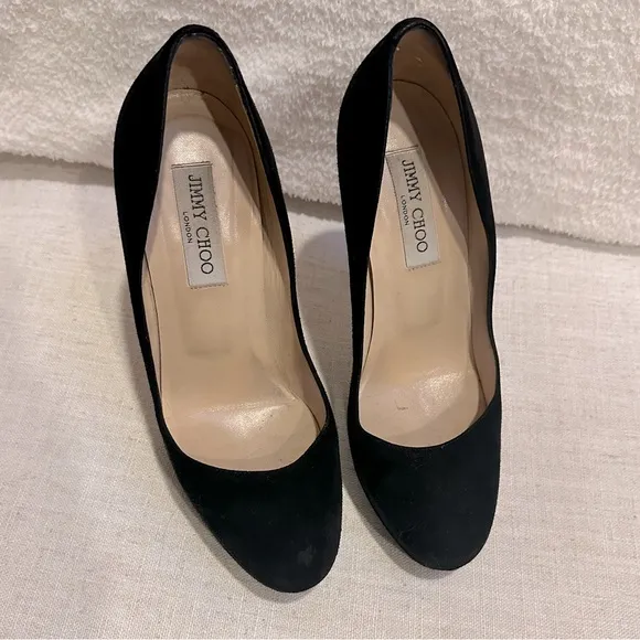 Jimmy Choo black suede platform pumps 38.5