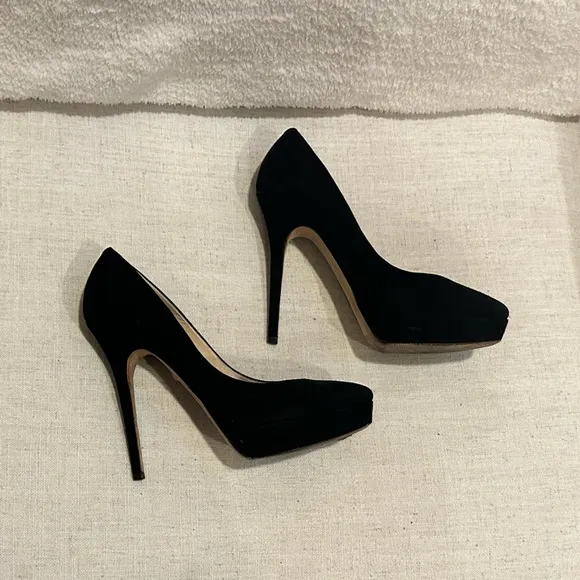Jimmy Choo black suede platform pumps 38.5