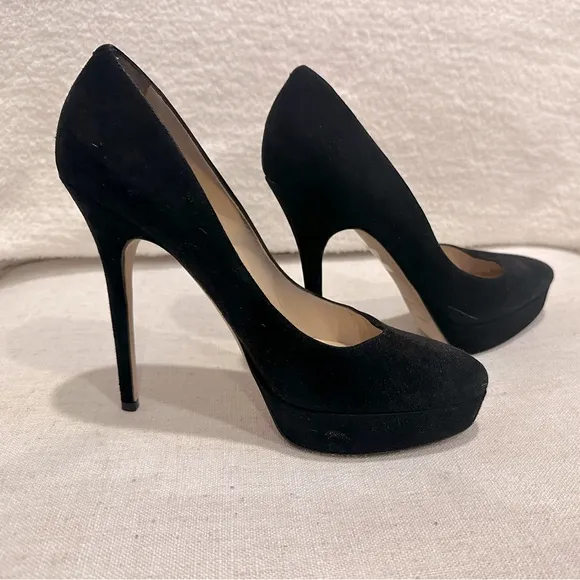 Jimmy Choo black suede platform pumps 38.5