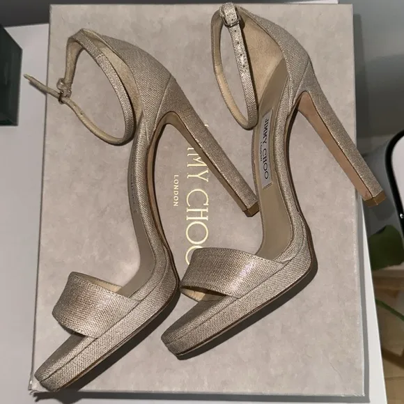 Jimmy Choo Champagne Natural Nude High Heel Sandals